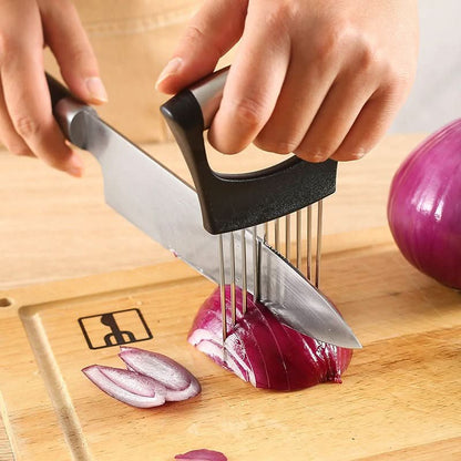 Stainless Steel Onion Holder & Meat Tenderizer – Multi - Function Vegetable Cutter Slice Guide Kitchen Utensils & Gadgets - Duly Kitchen